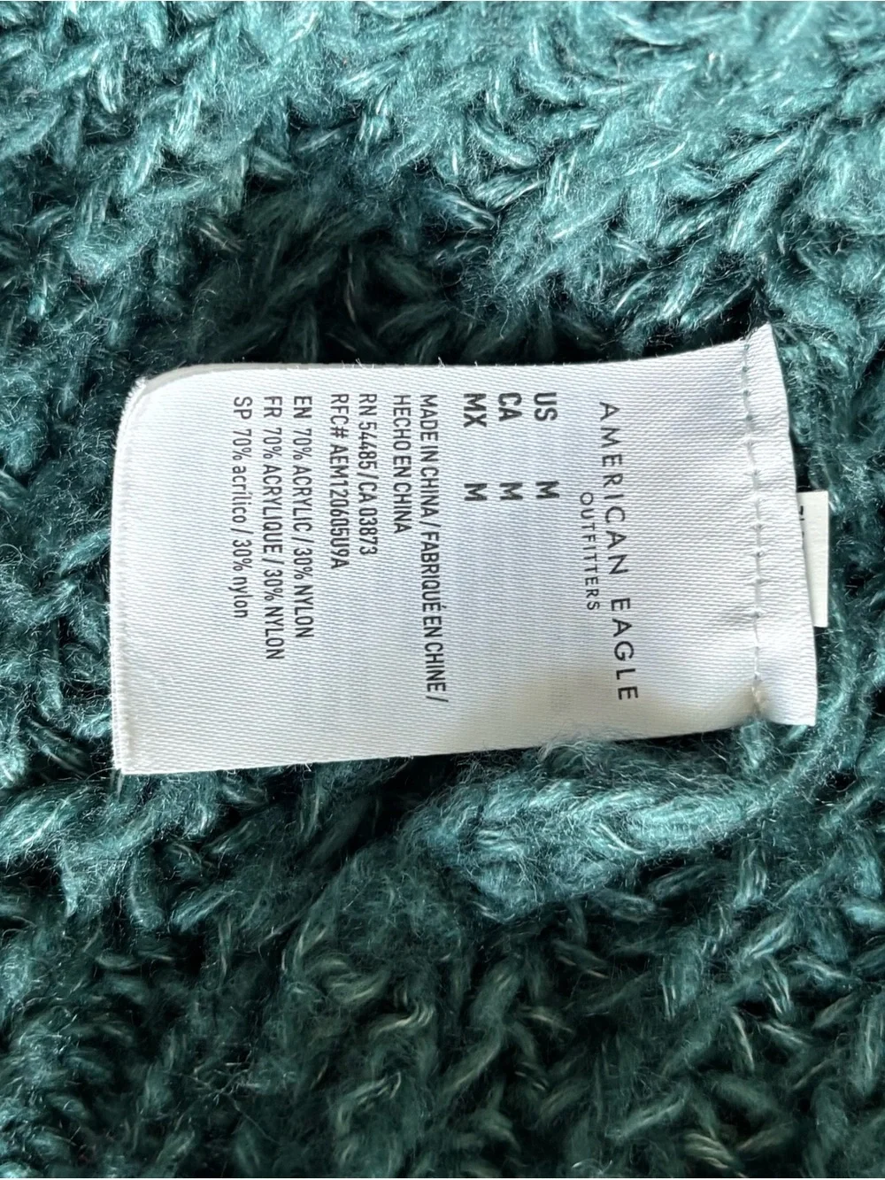 American Eagle Outfitters Teal Green Scoop-Neck Chunky Knit Sweater